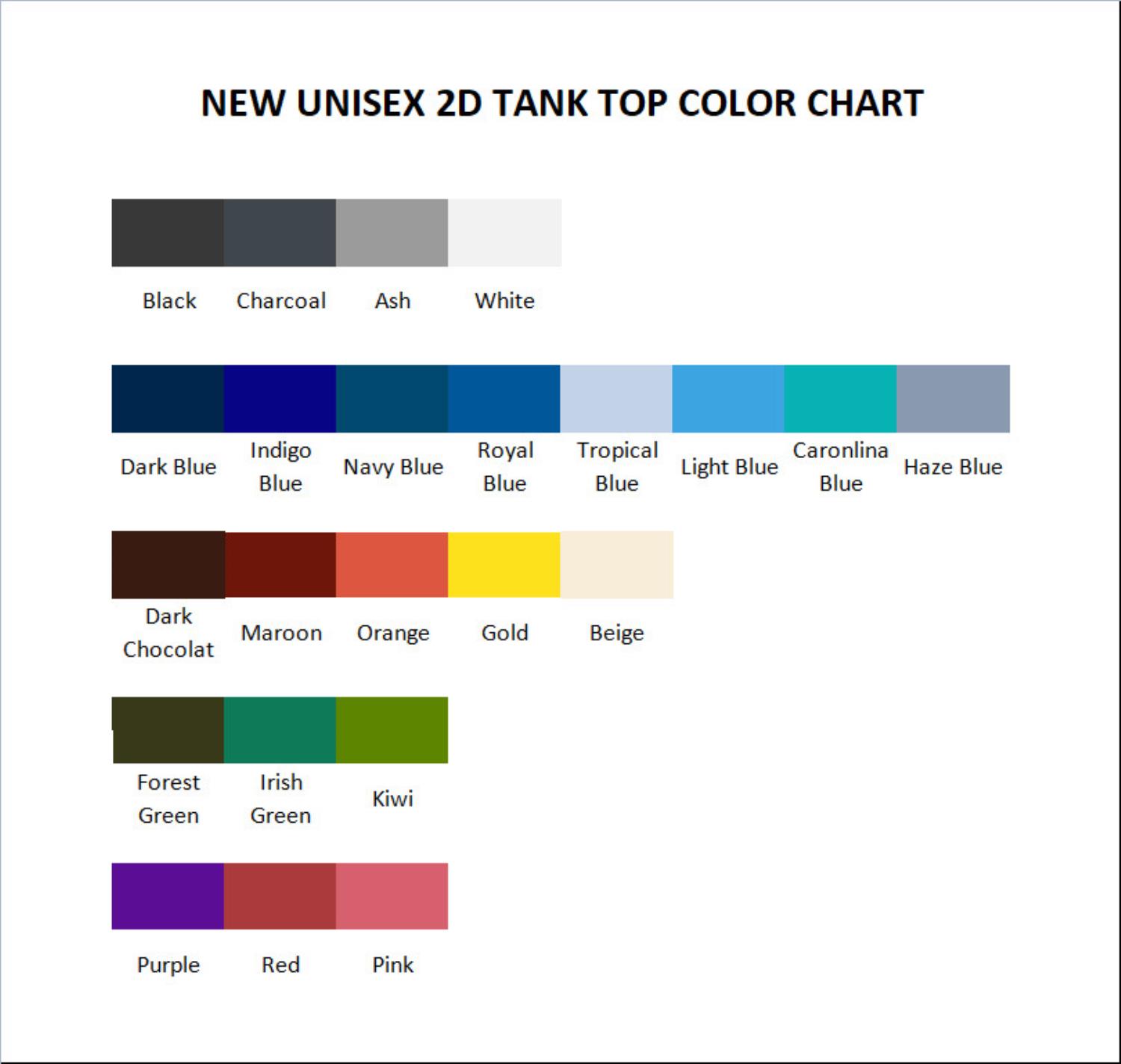 tank top color chart - Resident Evil UK Shop