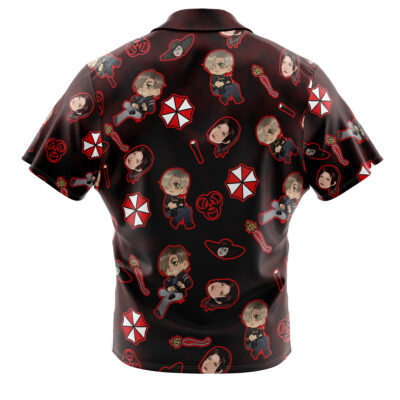 Alternative view of Resident Evil Pattern Gaming Button Up Hawaiian Shirt