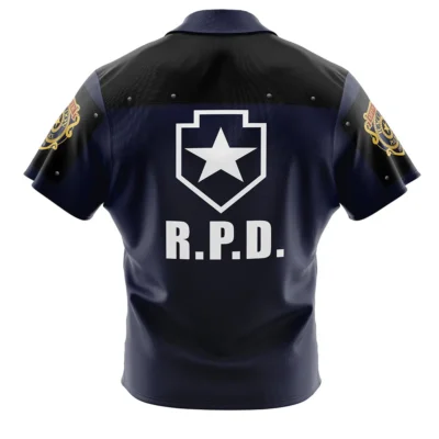 Alternative view of RPD Leon Kennedy Resident Evil Button Up Hawaiian Shirt