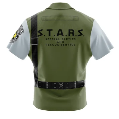 Alternative view of S.T.A.R.S. Chris Redfield Resident Evil Button Up Hawaiian Shirt