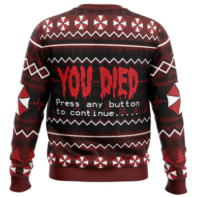 Alternative view of You Died Resident Evil Ugly Christmas Sweater